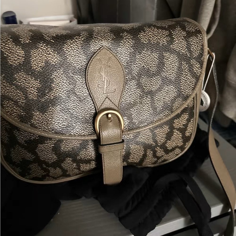 Yves Saint Laurent Tan and Black Crossbody Bag - Picture 2 of 3
